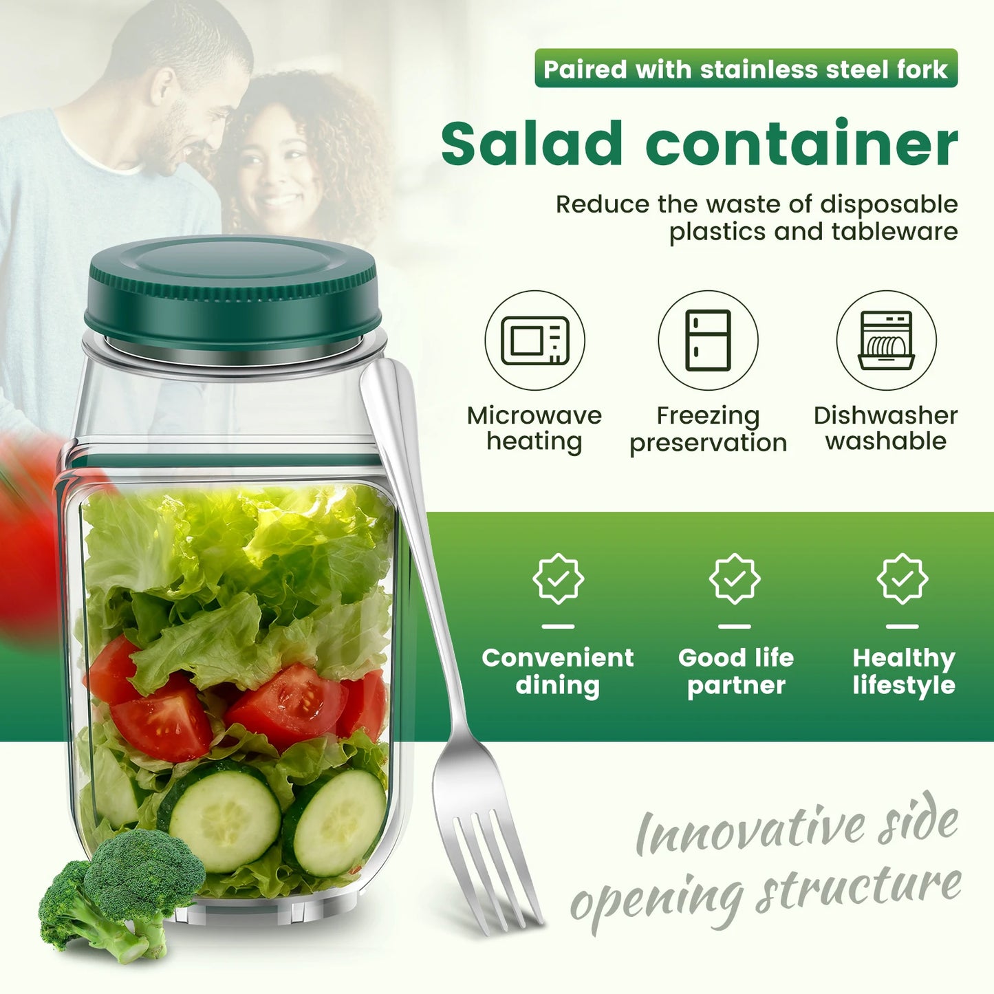Salad Pod Jar — Leakproof, Dishwasher Safe & Meal Prep Ready
